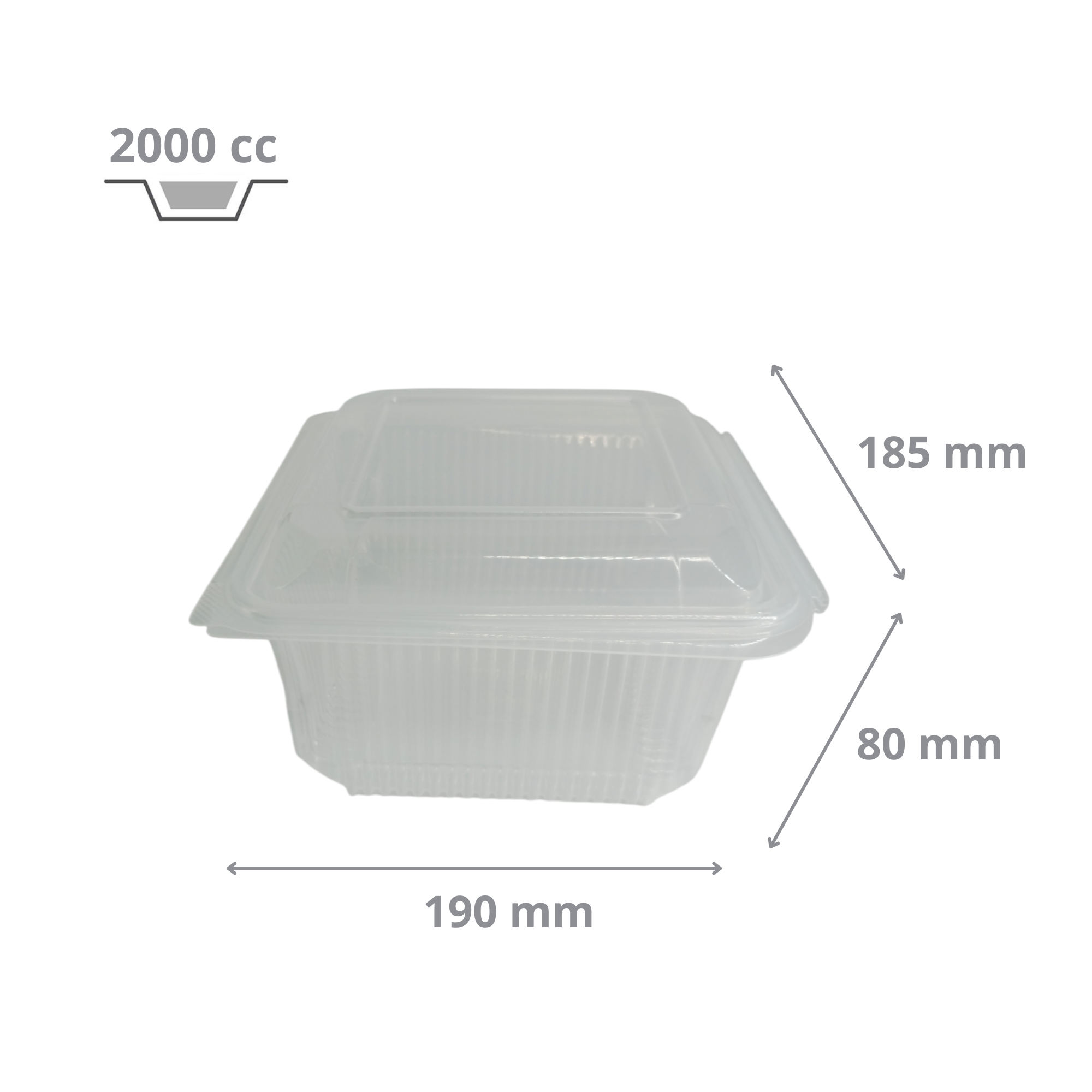 Barquette Micro-ondable 2000 cc avec Couvercle à Charnière en Plastique polypropylène (PP)
